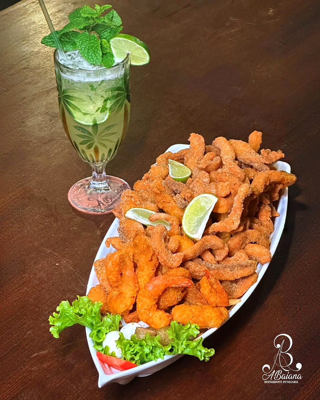 Iscas de peixe e camarão